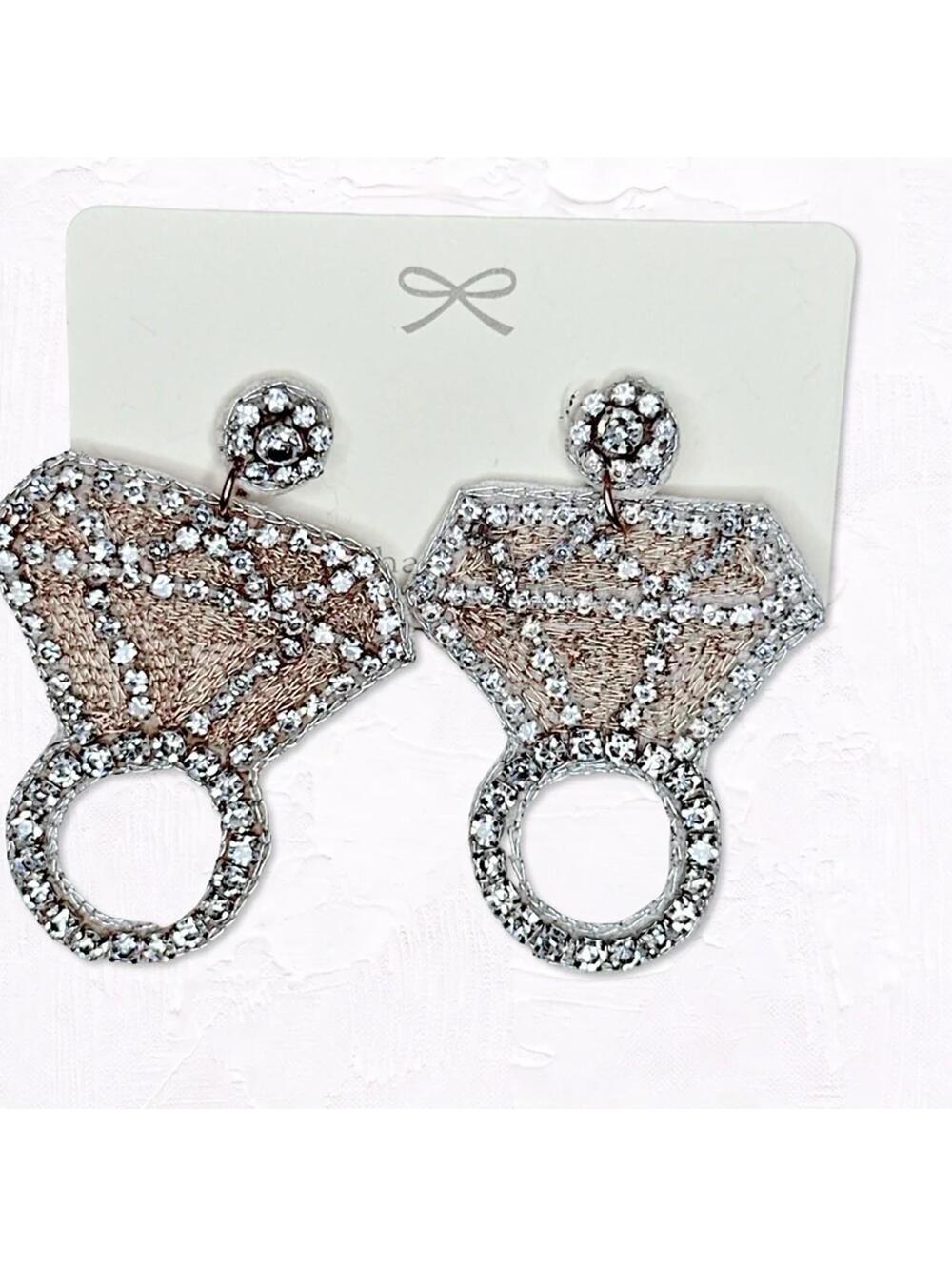 5671gc. Beaded Engagement Ring Earrings - Picture 7 of 7